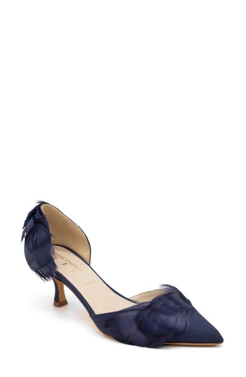 Sophia Feather Kitten Heel d'Orsay Pump (Women)