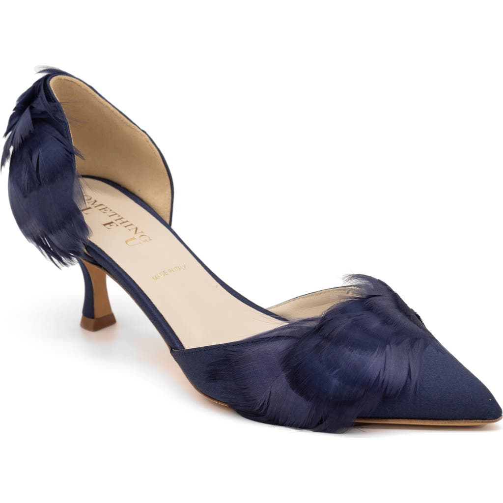 SOMETHING BLEU SOMETHING BLEU SOPHIA FEATHER KITTEN HEEL D'ORSAY PUMP