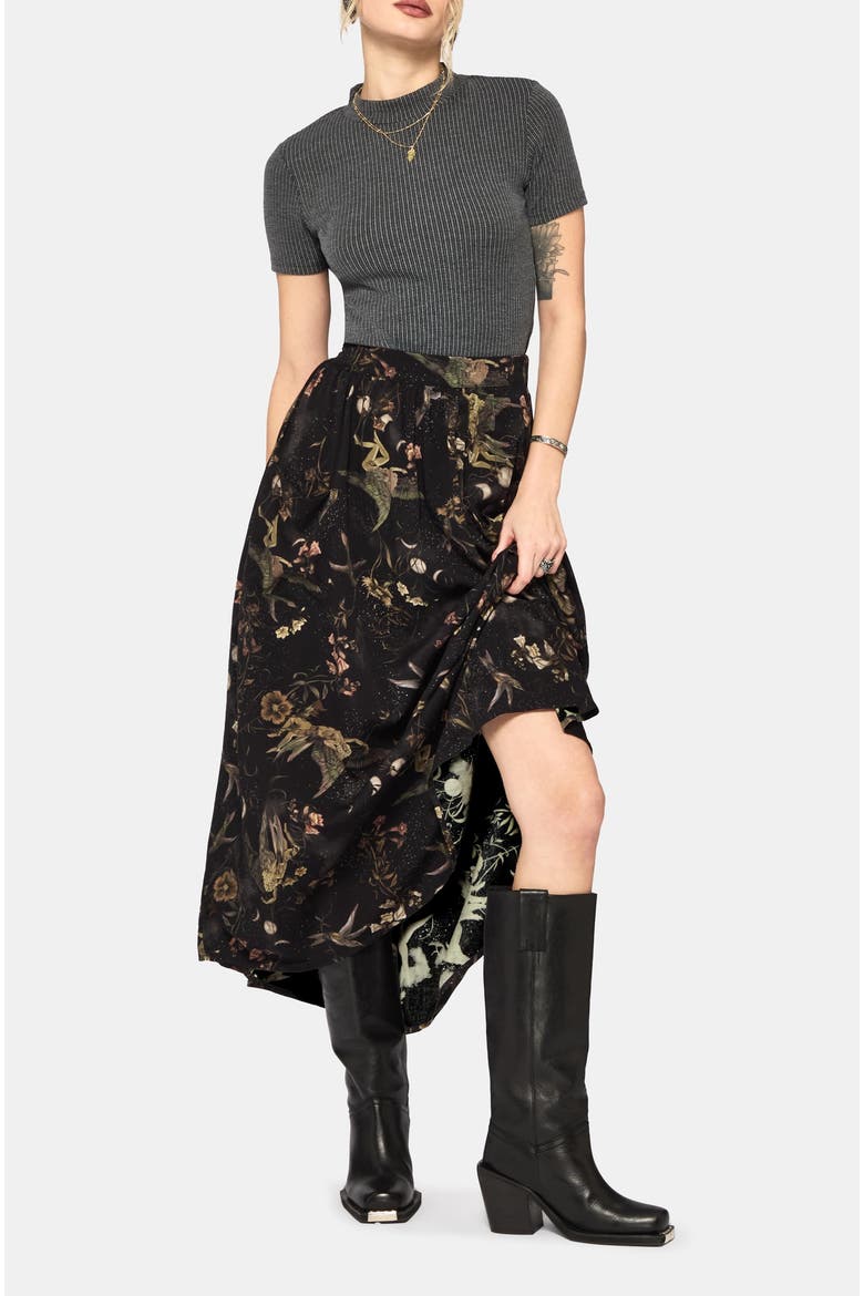 Harpyiai Print Midaxi Skirt, Alternate, color, Black