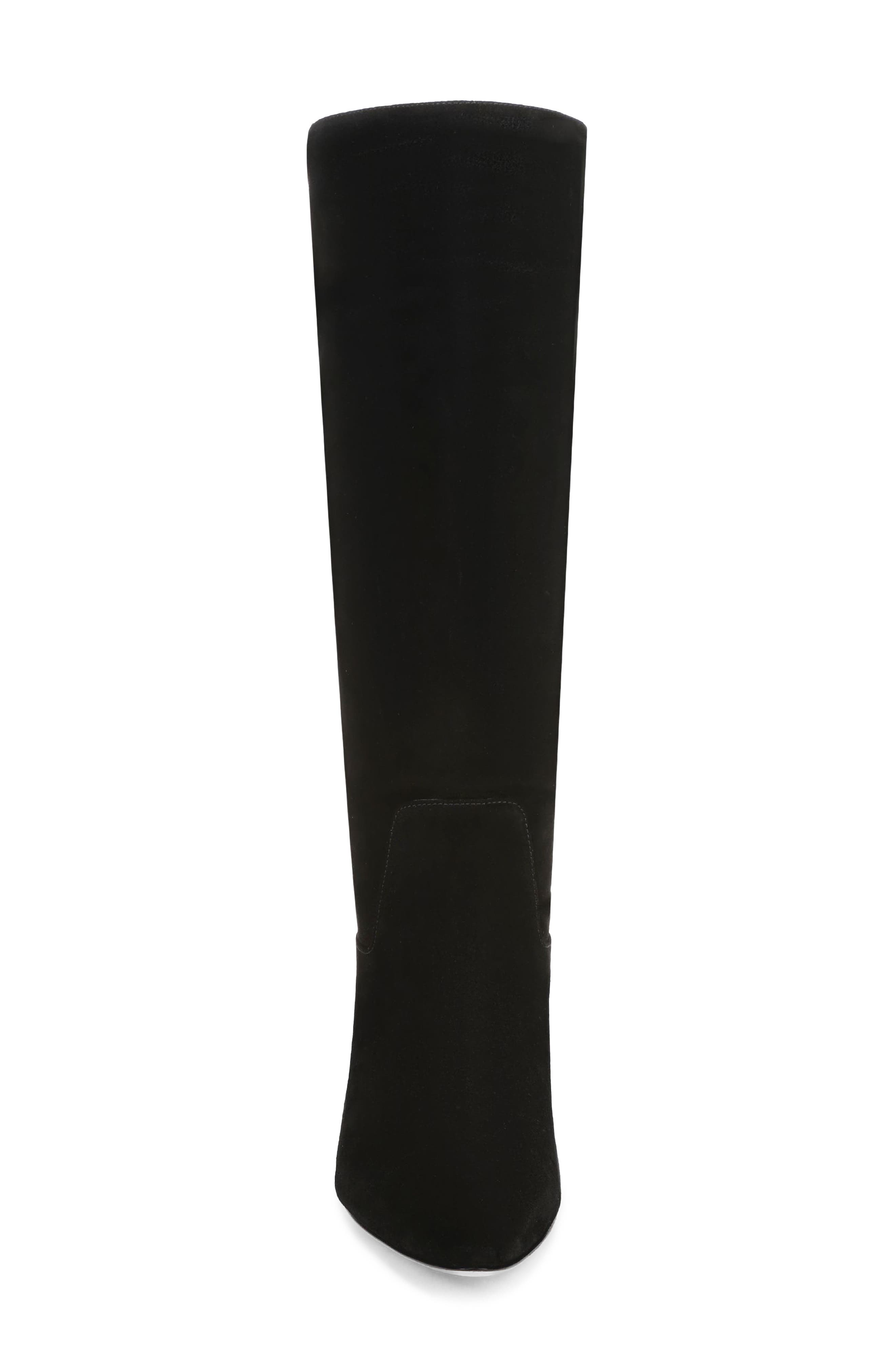 Gabrielle Snake Embossed Leather Knee High Boot, Alternate, color, BLACK SUEDE