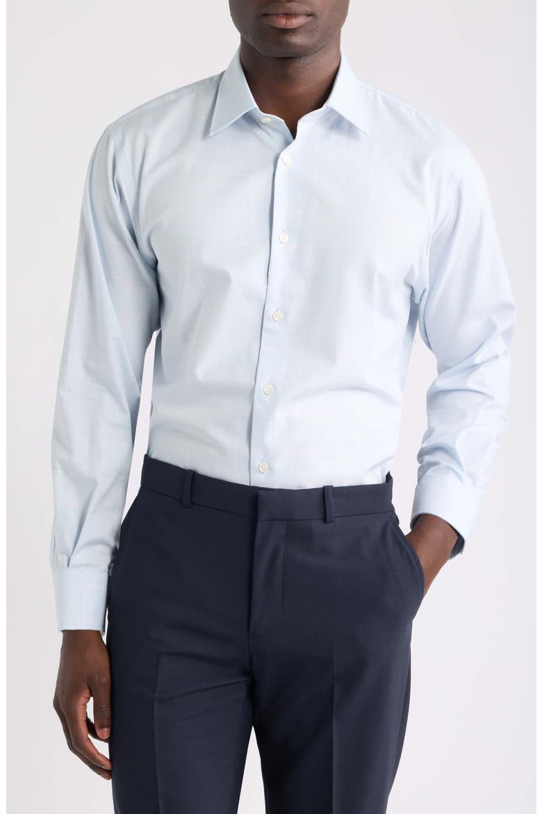 Traditional Fit Plaid Shirt, Main, color, BLUE- PINK VITORIO PLAID