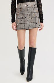 Sam Edelman Embellished Plaid Miniskirt