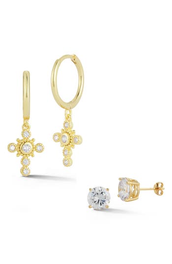 Glaze Jewelry Set Of 2 14k Gold Plated Silver Earrings In Gold