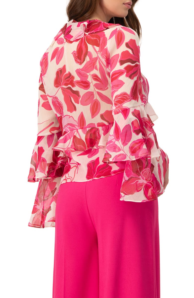 IVONNE Straight Long Sleeve Blouse with Ruffles, Alternate, color, Fuchsia