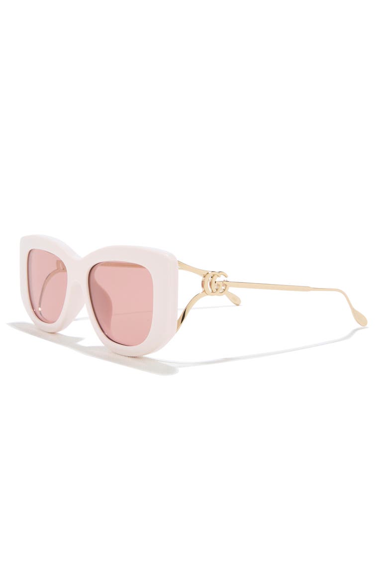 55mm Square Sunglasses, Alternate, color, IVORY GOLD RED