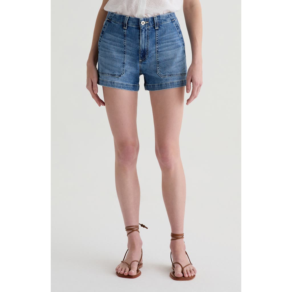 AG AG ANALEIGH HIGH WAIST PATCH POCKET DENIM SHORTS