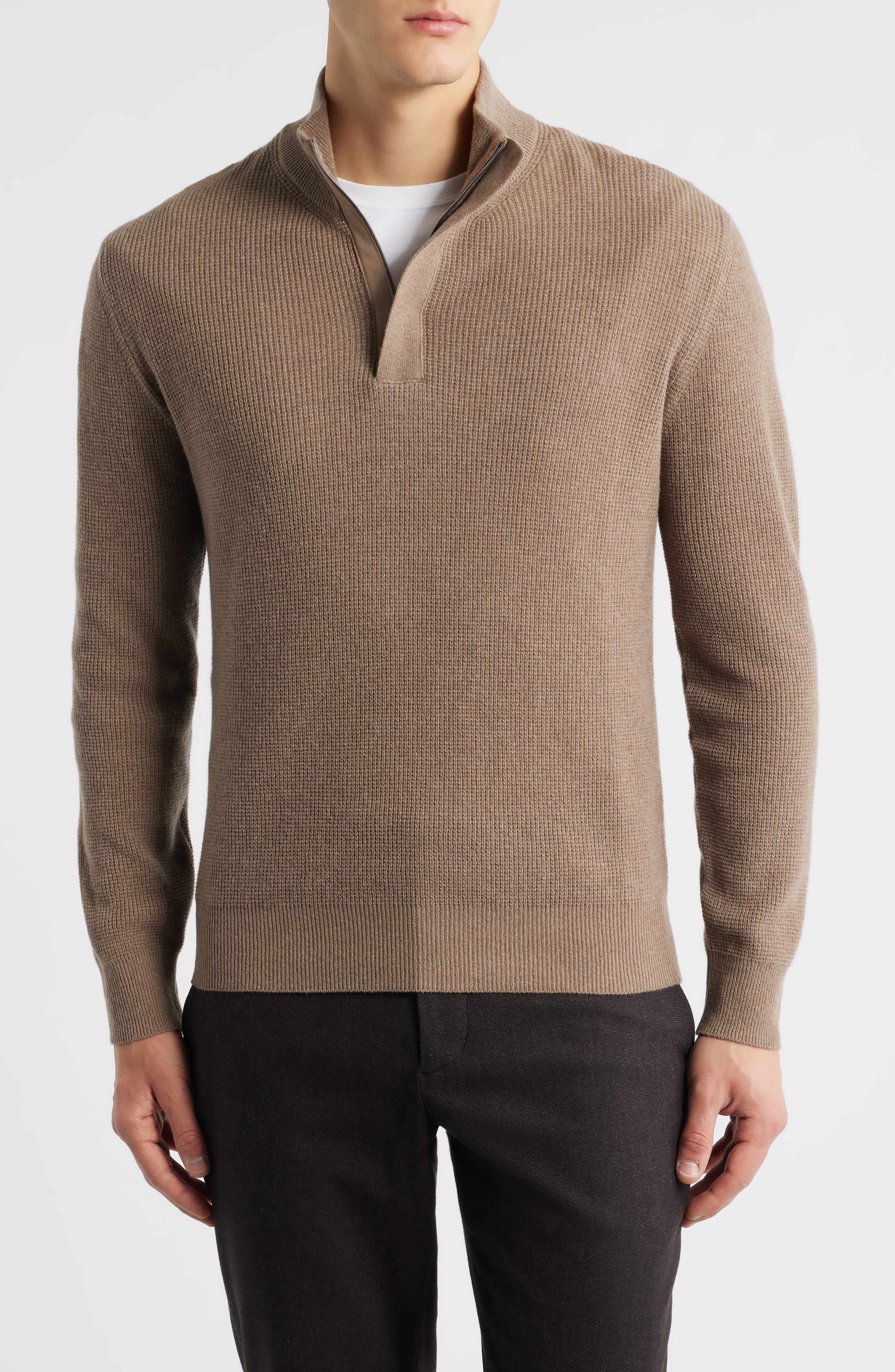 Canali Quarter Zip Wool & Cashmere Blend Sweater