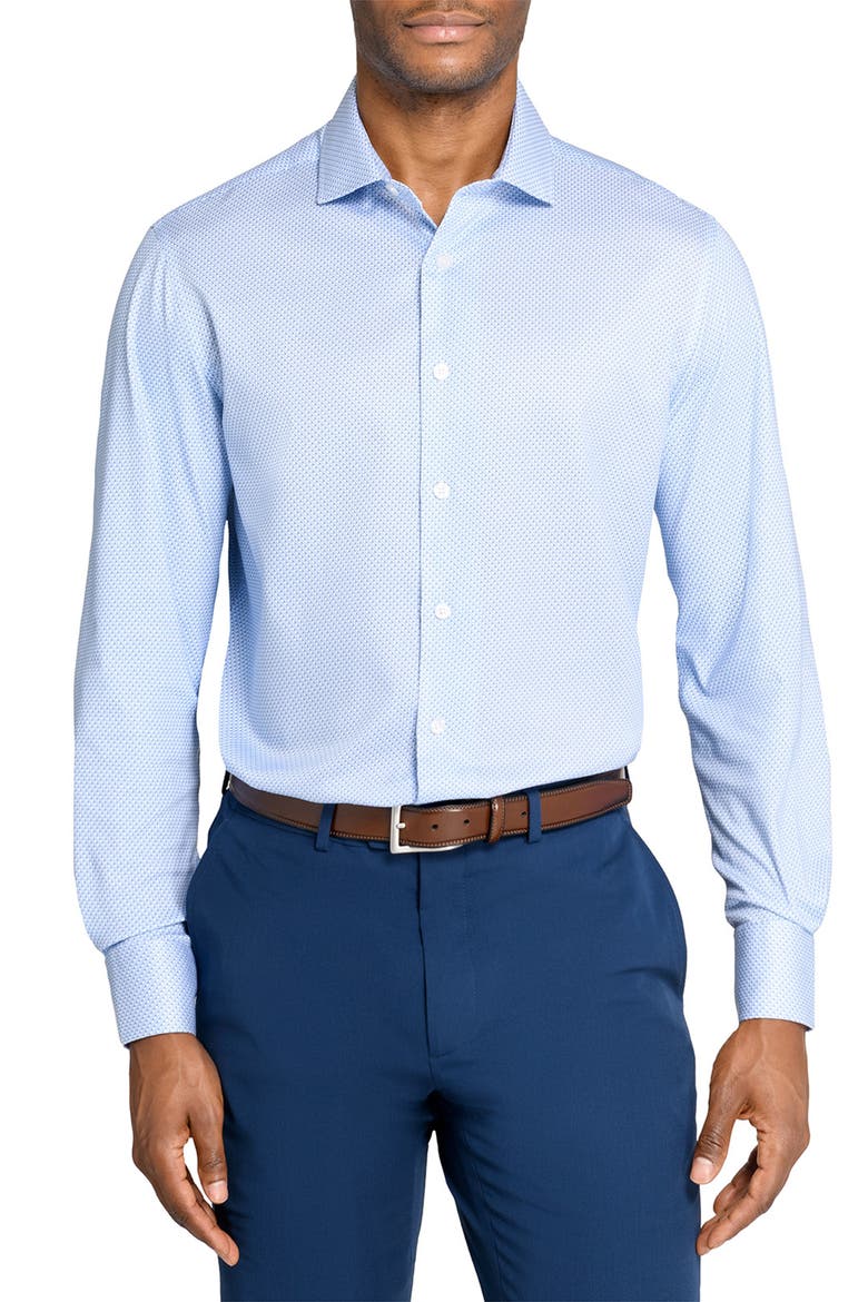 Slim Fit Crisscross Reworked Dress Shirt, Main, color, LIGHT BLUE