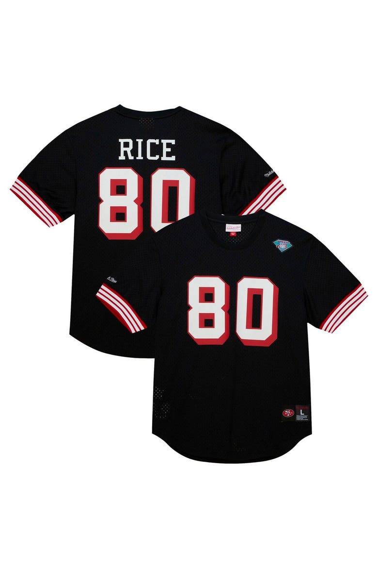 Men's Mitchell & Ness Jerry Rice Black San Francisco 49ers Retired Player Name & Number Mesh Top, Main, color, Black