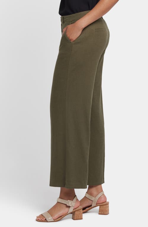 Nydj Morgan Stretch Linen Wide Leg Ankle Pants In Bay Leaf