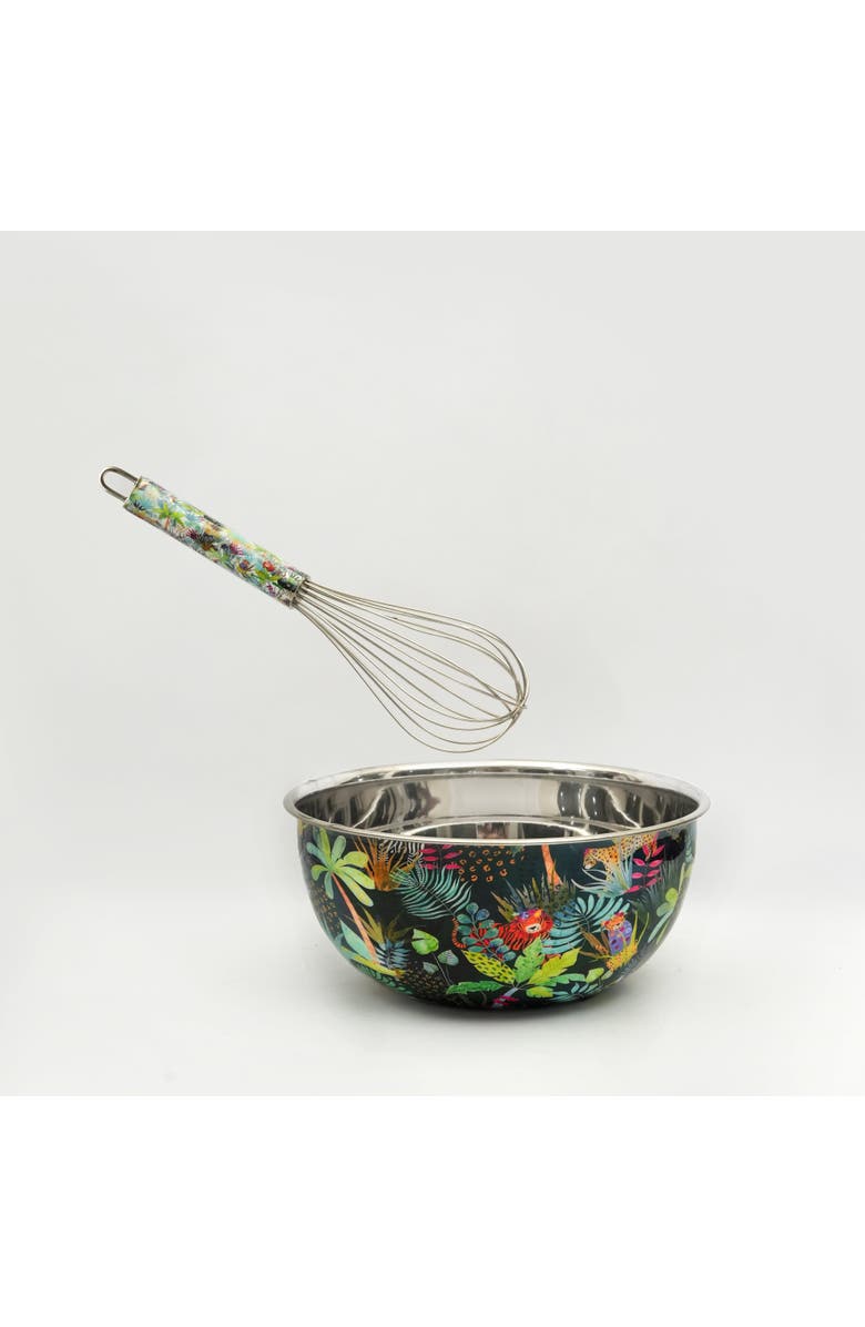 Mela Artisans Rainforest Bloom Bowl & Whisk Set, Main, color, Rainforest Bloom