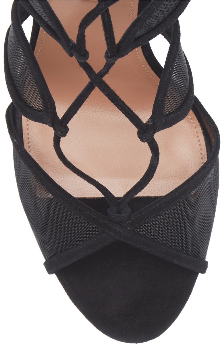 Aquazzura Fatal Attraction Ankle Tie Sandal, Alternate, color, Black