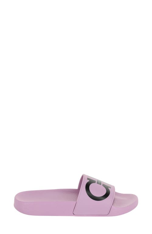 Ferragamo Gancini-print Pool Slides In Pink