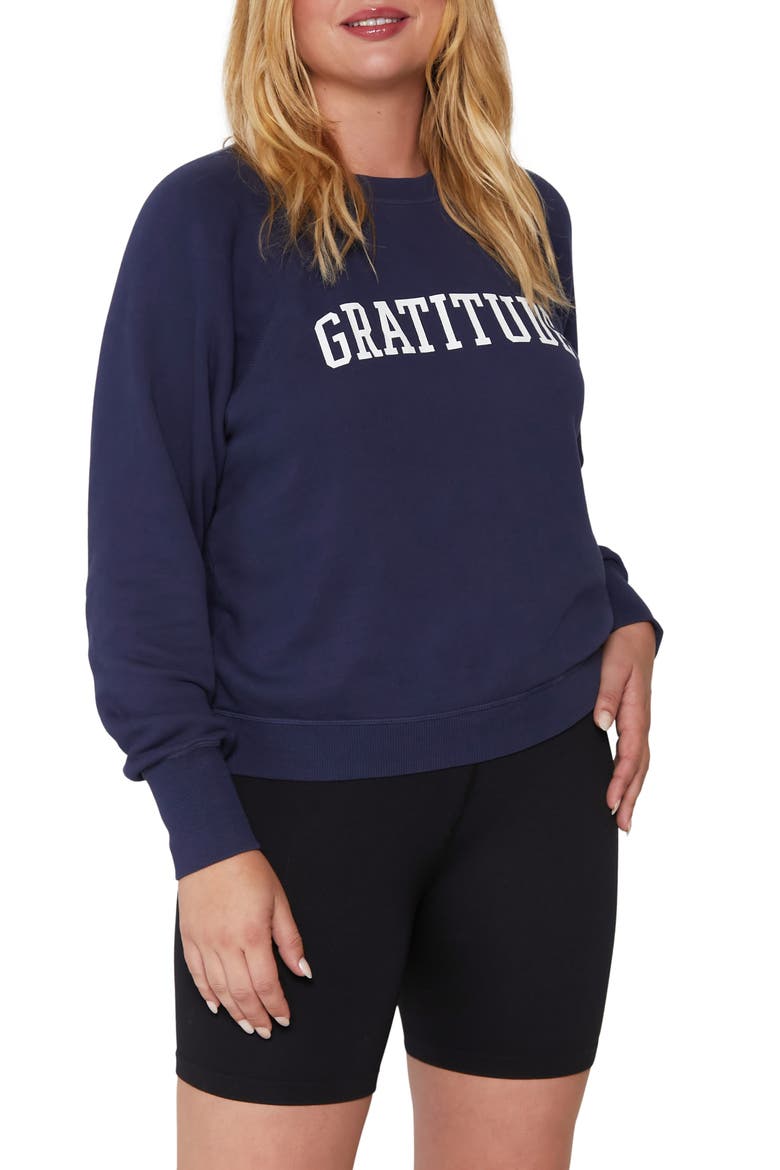 Gratitude Bridget Cotton Sweatshirt, Main, color, NIGHT
