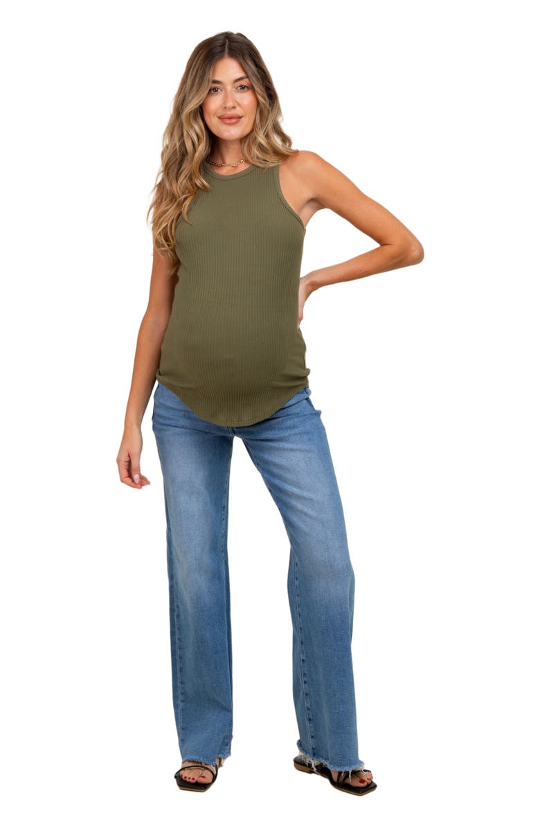 PinkBlush Raw Hem Super Wide Leg Maternity Jeans, Alternate, color, 