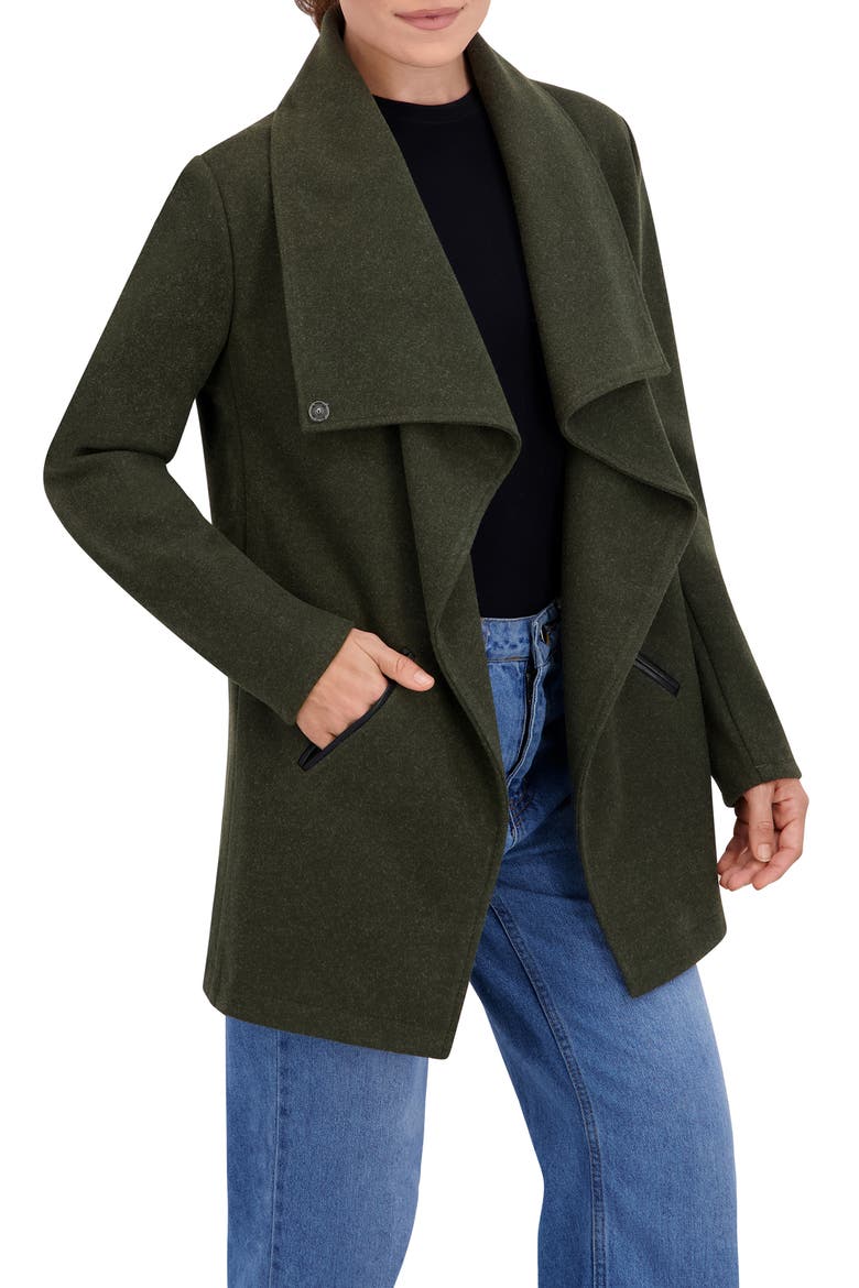 Drape Collar Open Front Jacket, Alternate, color, MILITARY