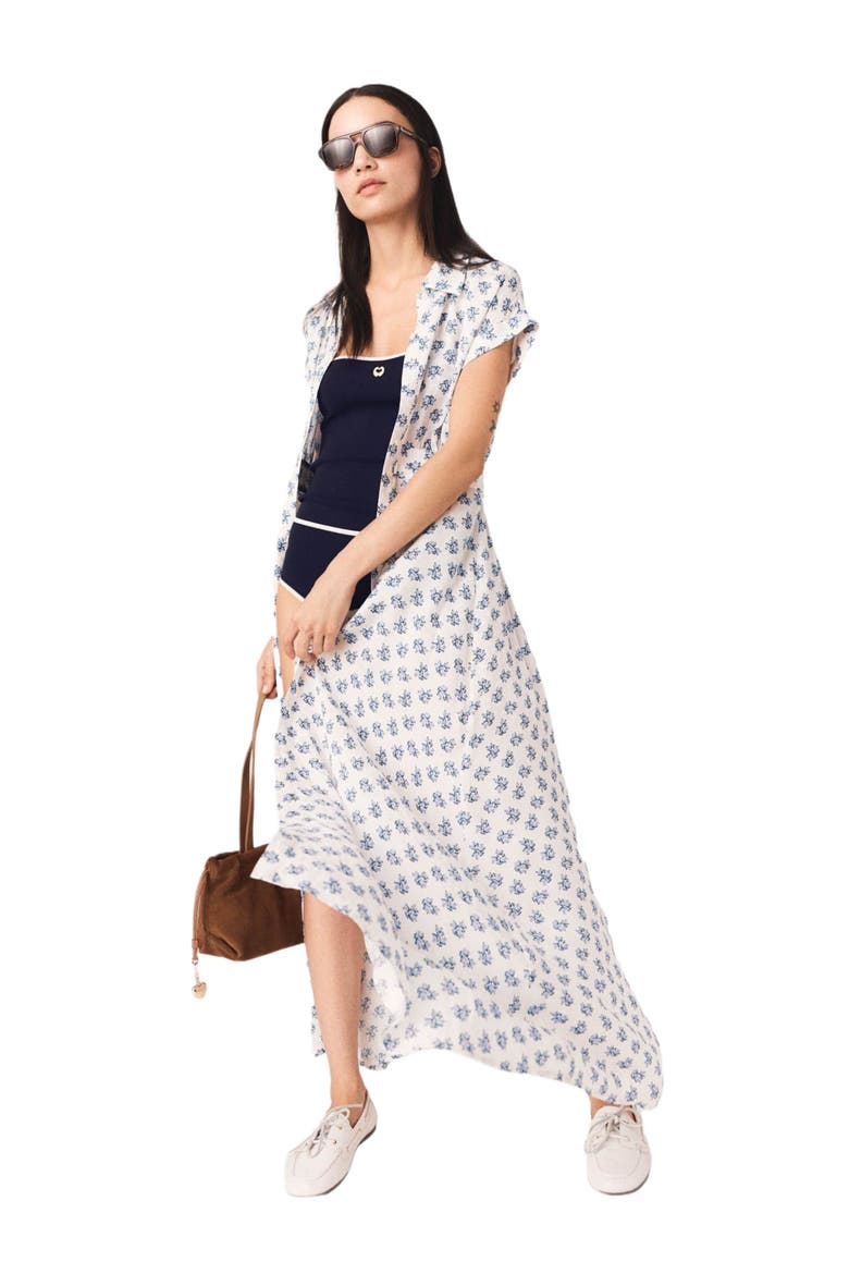 Jacquard print maxi dress, Alternate, color, Blue small flowers print