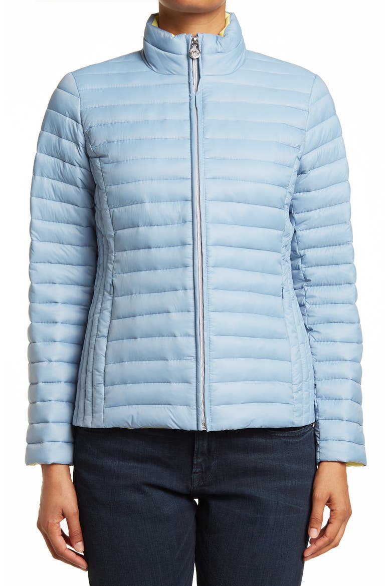 Missy Short Packable Puffer Coat, Alternate, color, CHAMBRAY