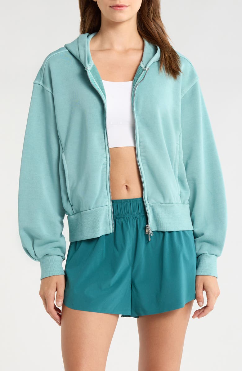 Beyond Yoga Fade Out Full Zip Hoodie, Main, color, Washed Teal Sea