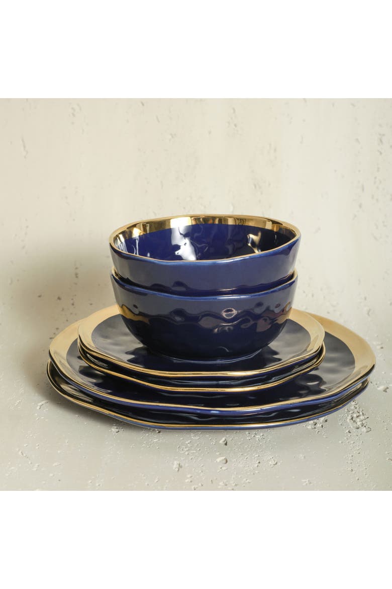 Florian Porcelain 32-Piece Dinnerware Set, Alternate, color, Navy Blue