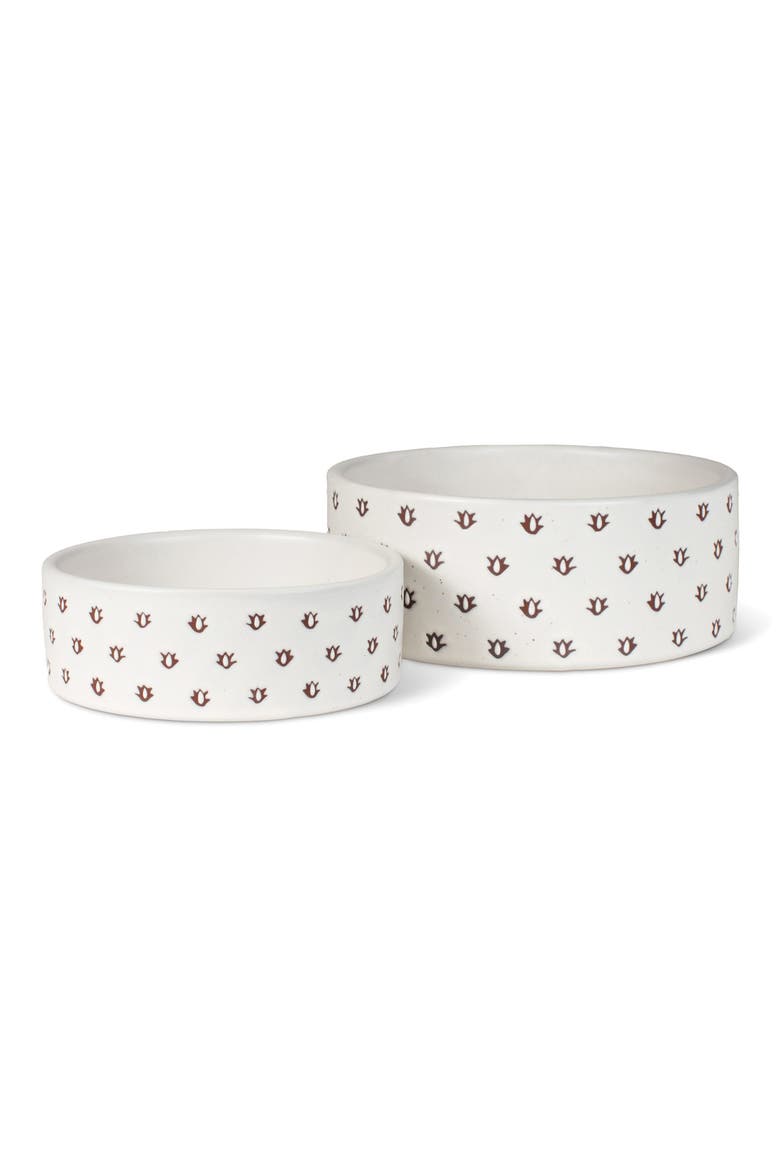 Speckle Wax Resist Small Pet Bowl, Main, color, WHITE
