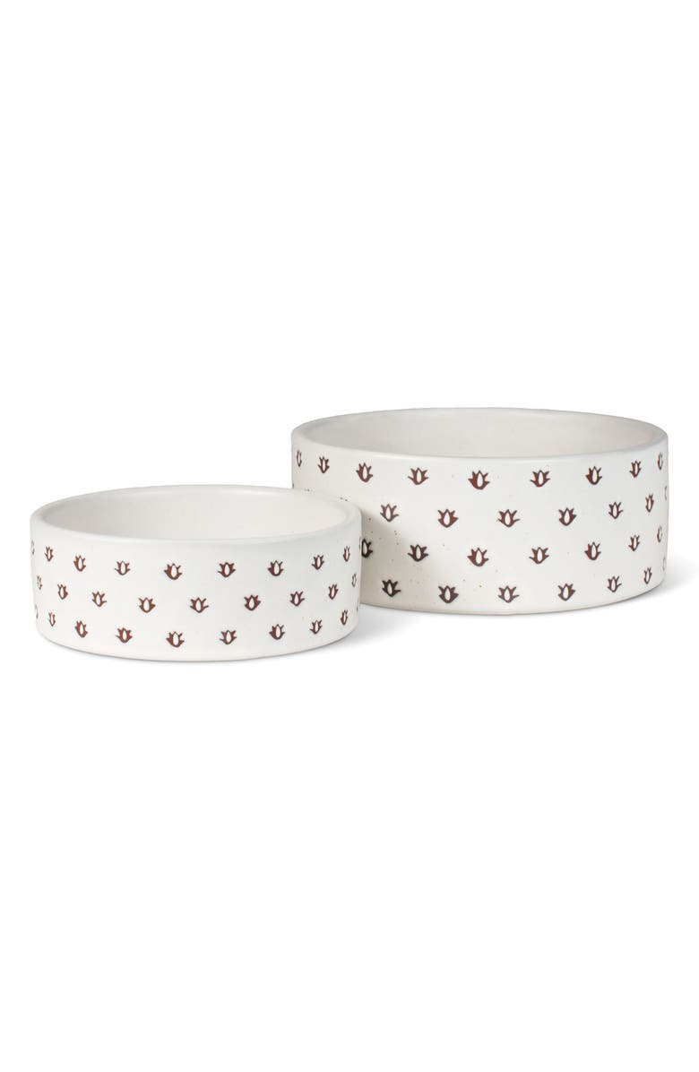 Fringe Studio Speckle Wax Resist Small Pet Bowl, Main, color, White