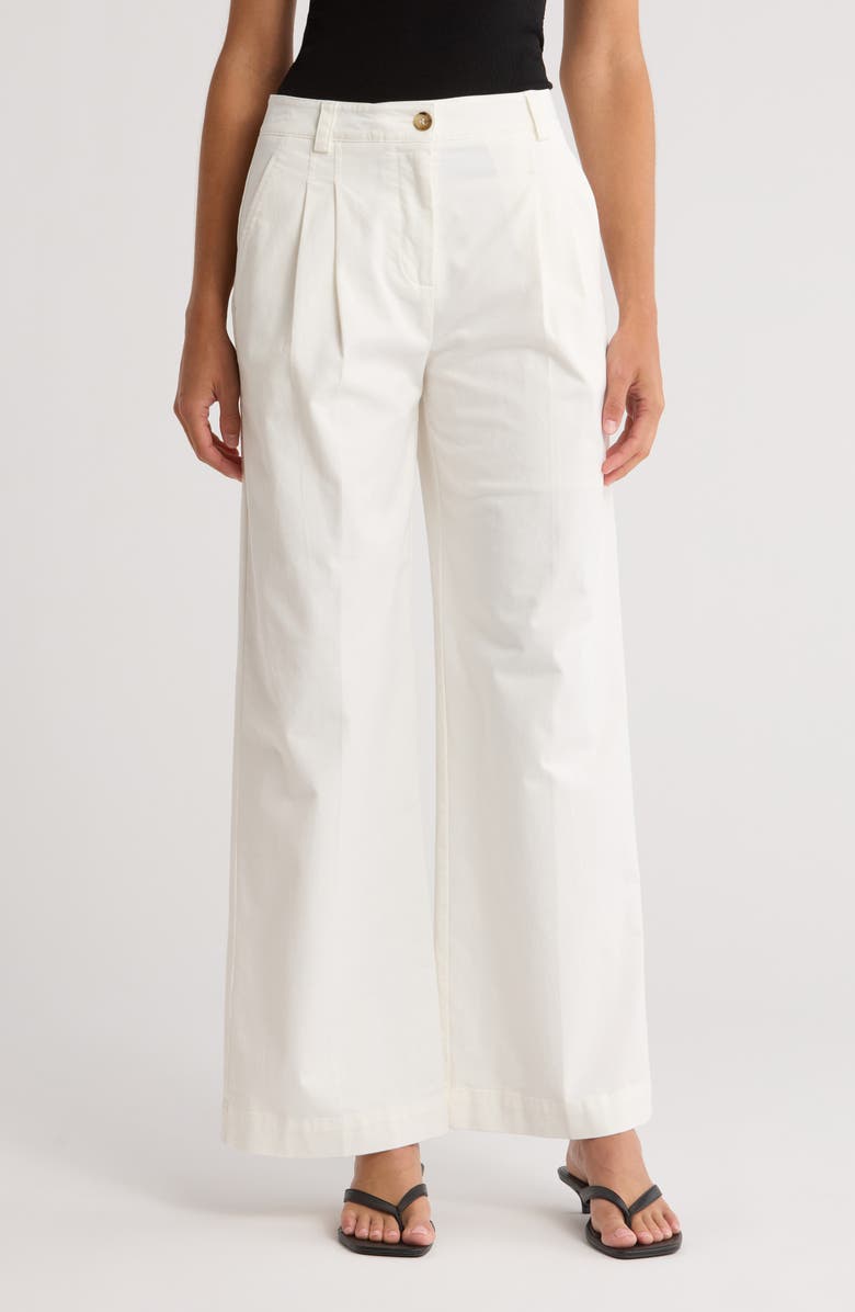 Reiss Astrid Pleated Wide Leg Pants, Main, color, White