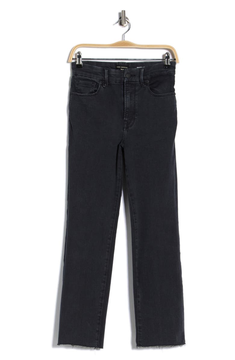 Good American Always Fits Good Legs High Waist Ankle Straight Leg Jeans, Alternate, color, Black414