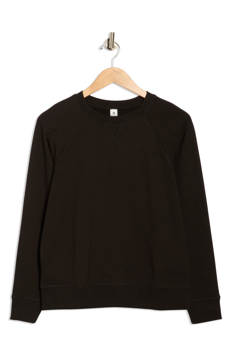 90 DEGREE BY REFLEX Everyday French Terry Raglan Sleeve Sweatshirt, Alternate, color, Black