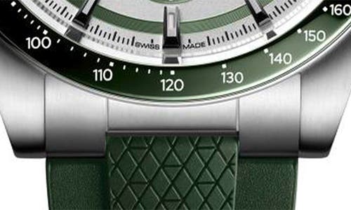 Longines Men's Swiss Automatic Chronograph Conquest Green Rubber Strap Watch 42mm In Silver