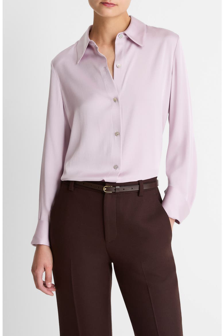 Slim Fit Silk Blend Button-Up Shirt, Main, color, IRIS QUARTZ