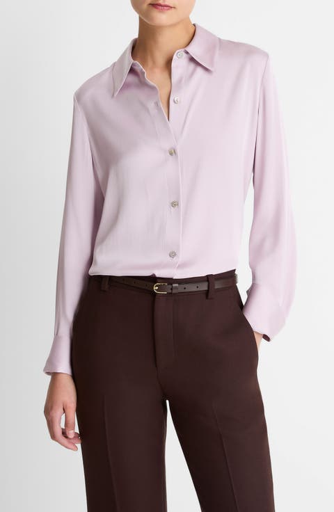 Slim Fit Silk Blend Button-Up Shirt