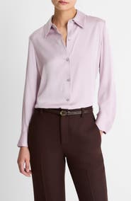 Vince Slim Fit Silk Blend Button-Up Shirt