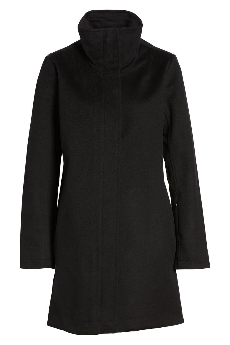 Campbell Waterproof Boiled Wool Coat, Alternate, color, BLACK