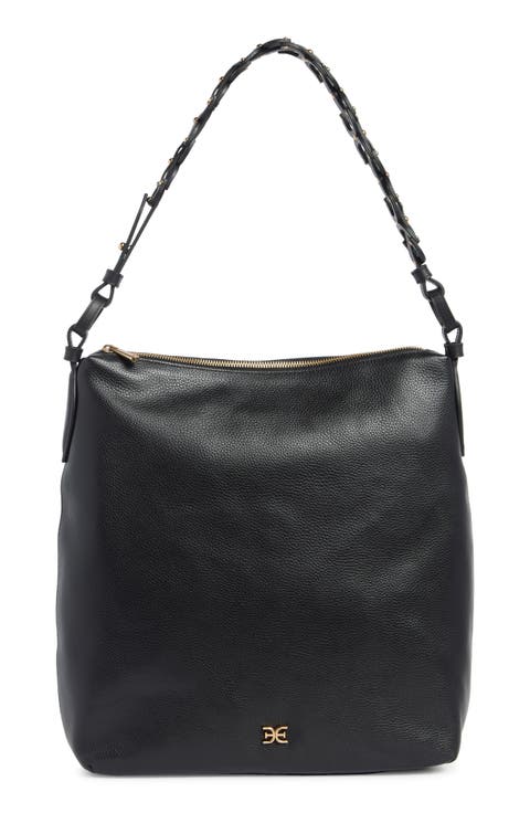 Bay Chain Link Pebbled Leather Hobo Bag