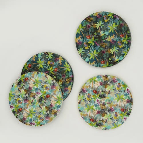 Mela Artisans Jungle Bloom Coasters In Green