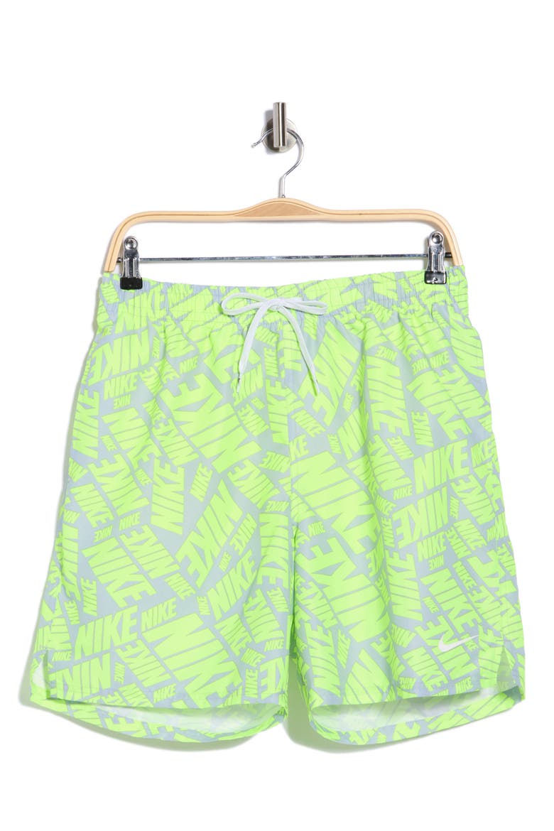 Tossed Black Swim Trunks, Alternate, color, VOLT