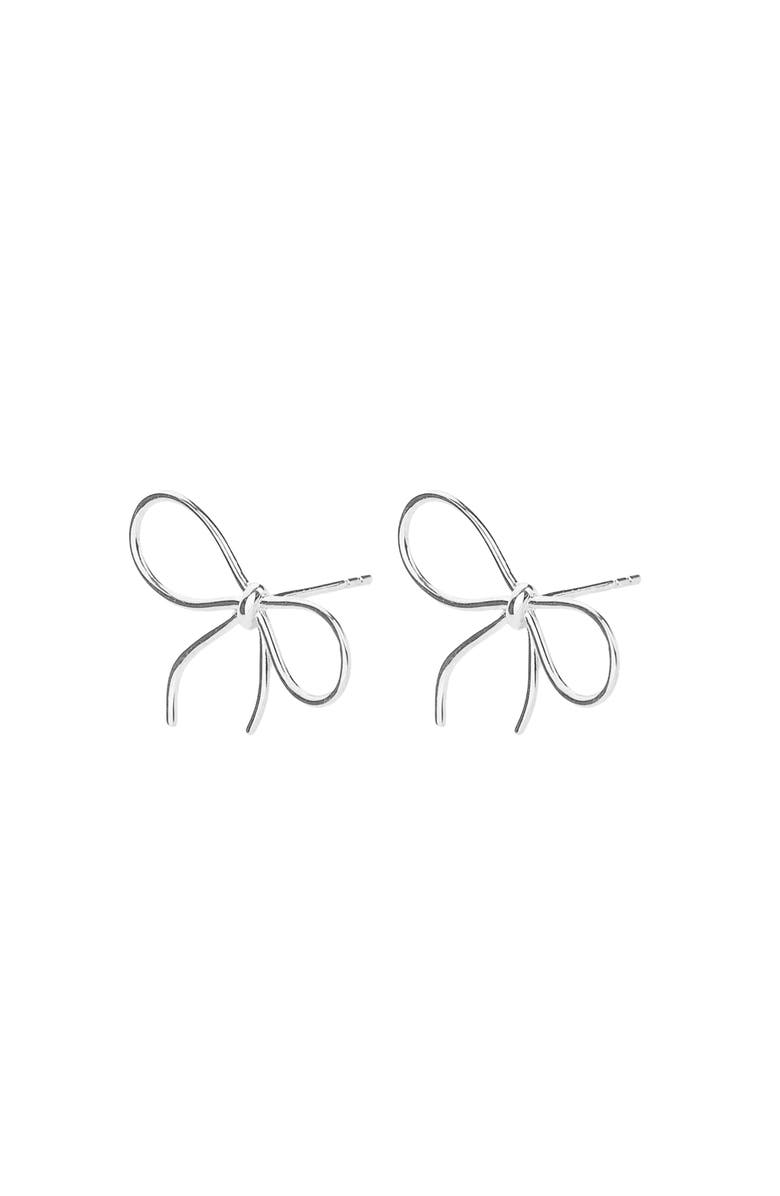 Bearfruit Jewelry Sterling Silver 18k Gold Plated Colette Bow Earrings Dainty Gift, Main, color, Silver