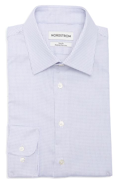 Trim Fit Dash Stripe Premium Non Iron Cotton Dress Shirt (Regular, Big & Tall)