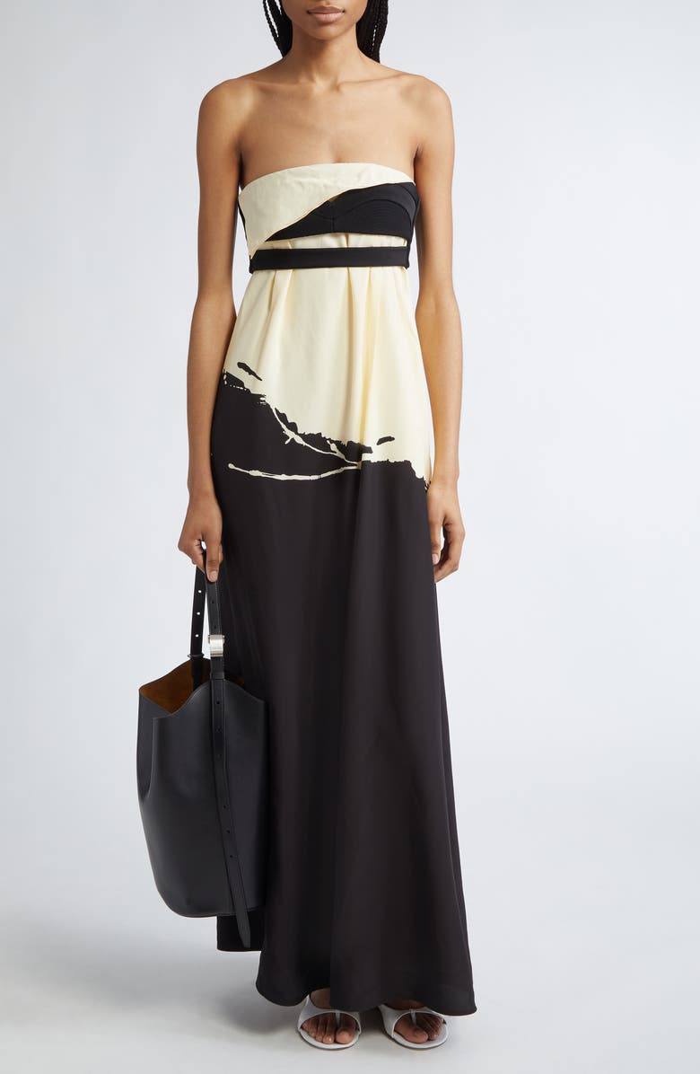 Proenza Schouler Ophelia Print Strapless Dress, Main, color, 