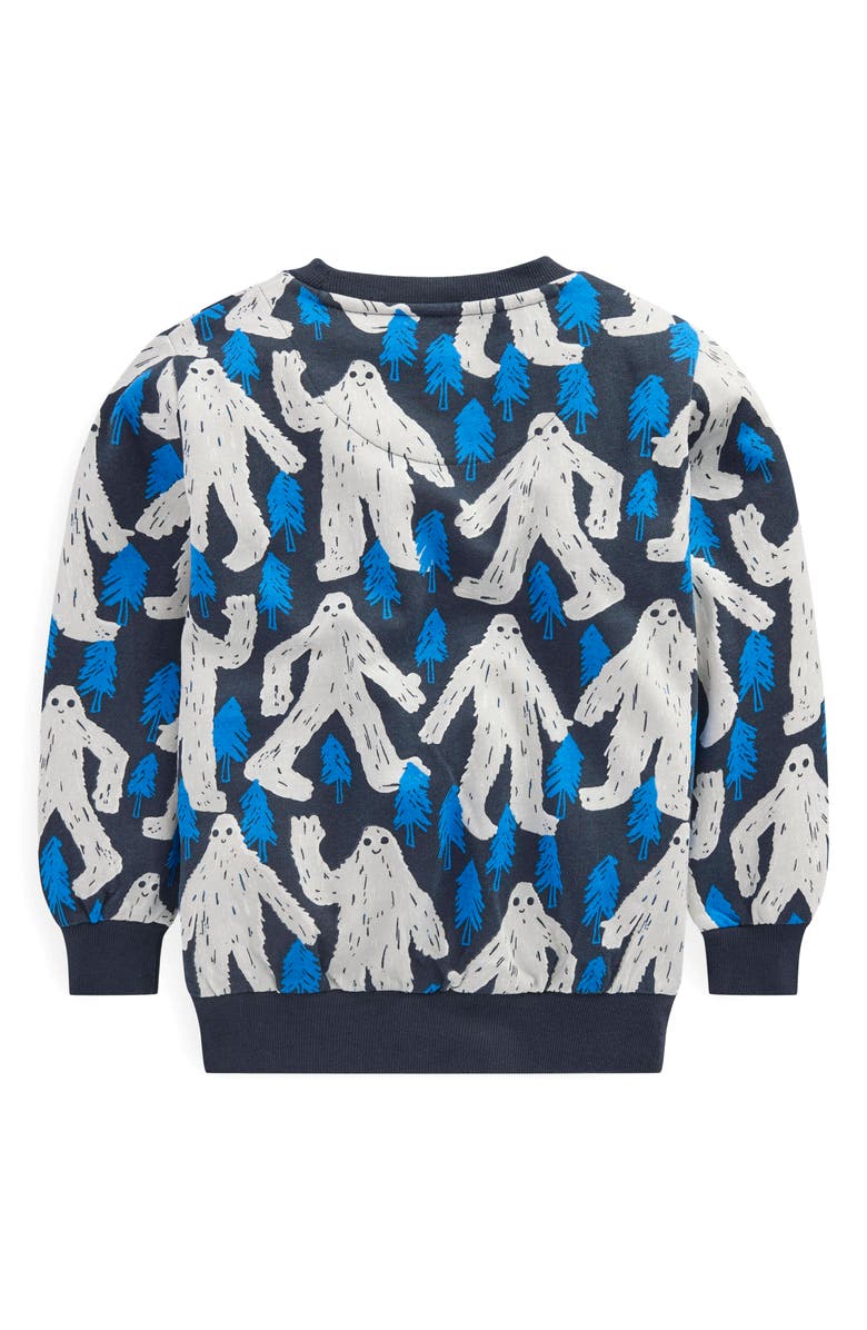 Boden Kids' Yeti Print Crewneck Sweatshirt, Alternate, color, Kingfisher Blue Yeti