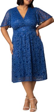 Kiyonna Starry Sequin Lace Fit & Flare Cocktail Dress