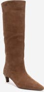 Forever & Always Shoes Corvel Leather Kitten Heel Knee High Boot