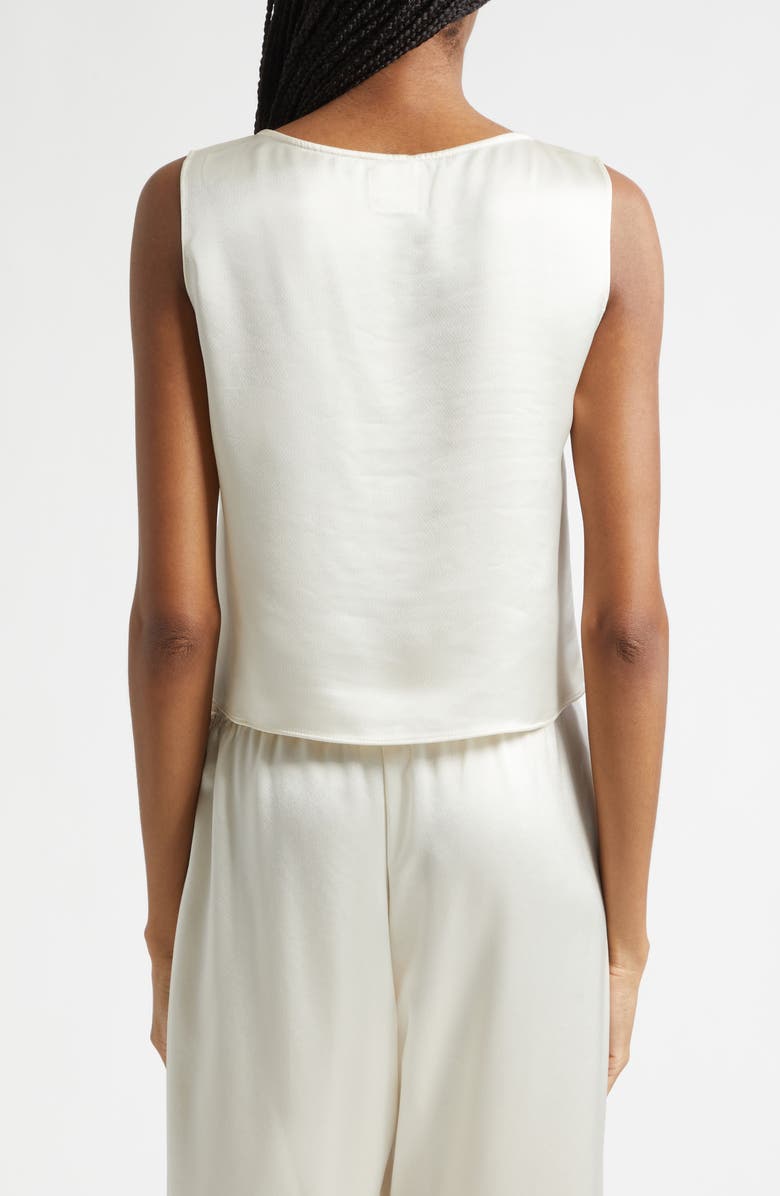 LESET Barb Sleeveless Crop Satin Top, Alternate, color, Creme