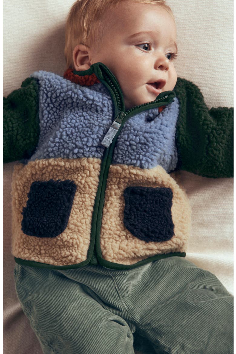 Cosy Borg Fleece Jacket, Alternate, color, COLOURBLOCK