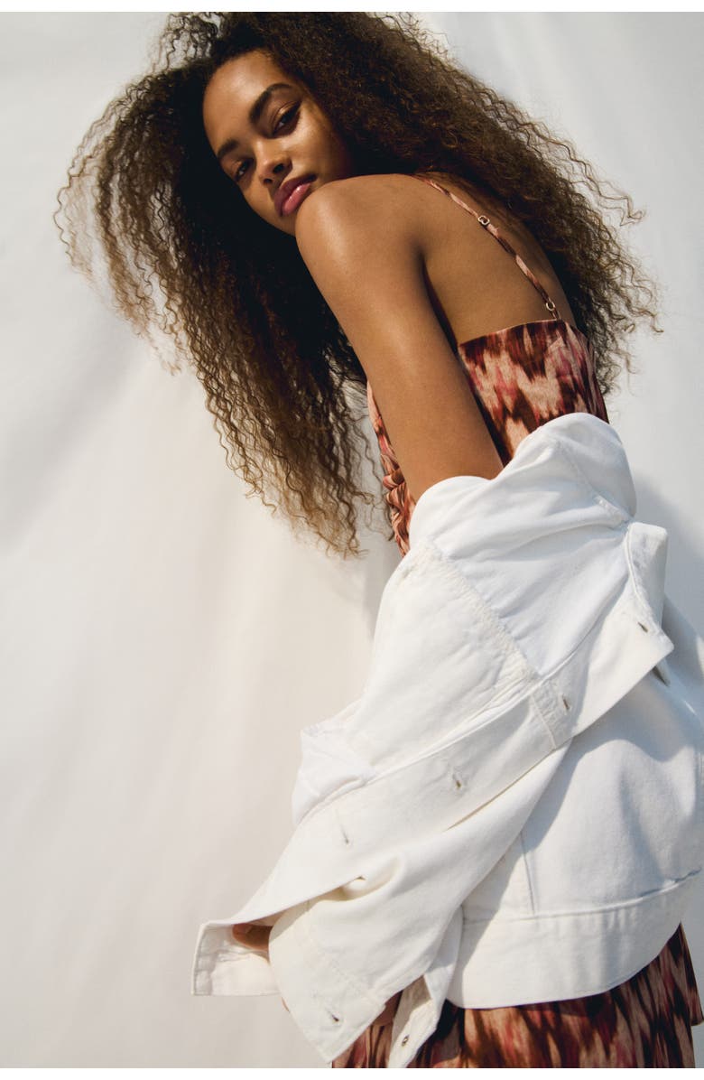 H&M Printed Strappy Dress, Alternate, color, Brown/Patterned