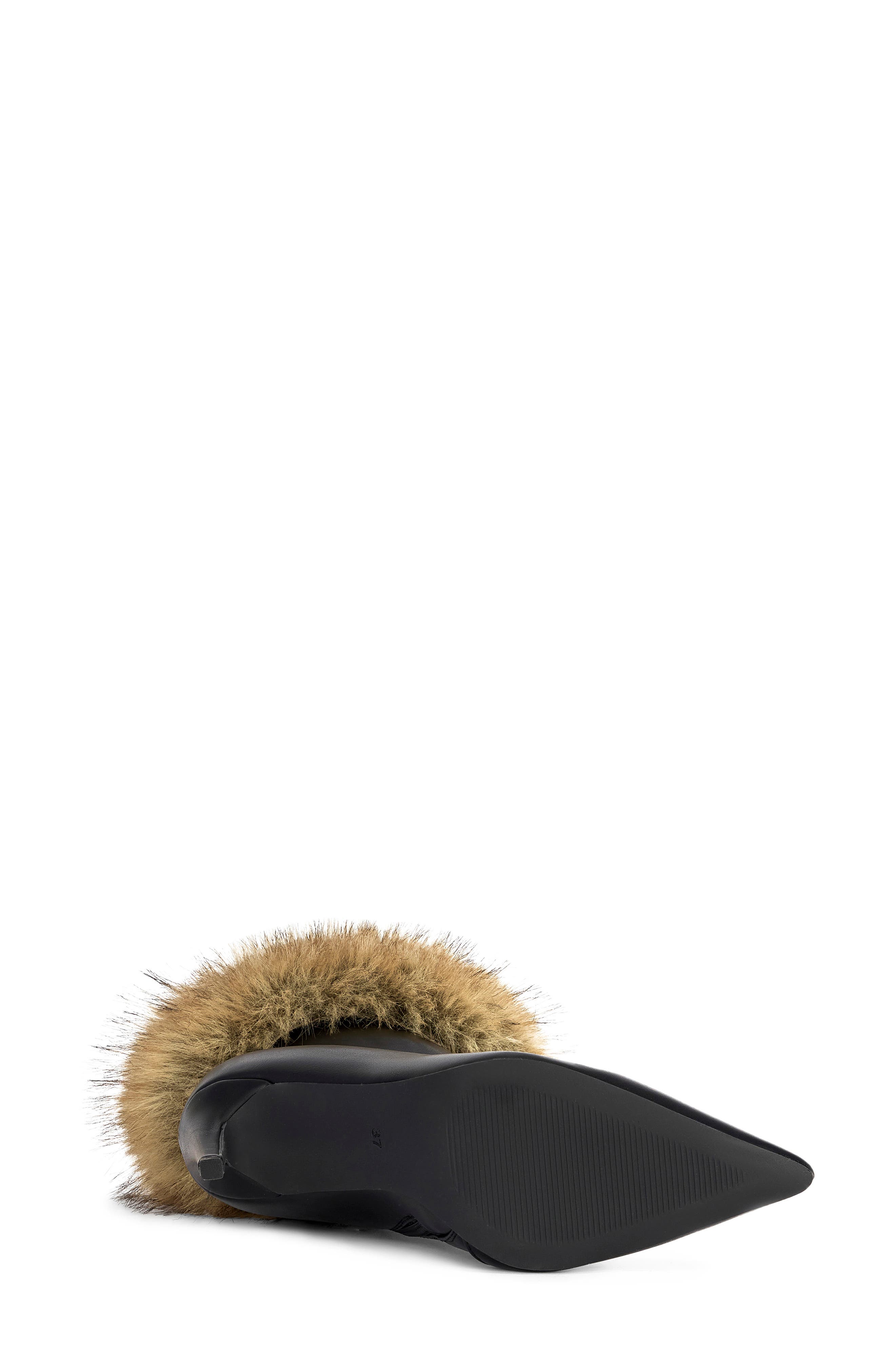 Prima Faux Fur Trim Bootie, Alternate, color, BLACK
