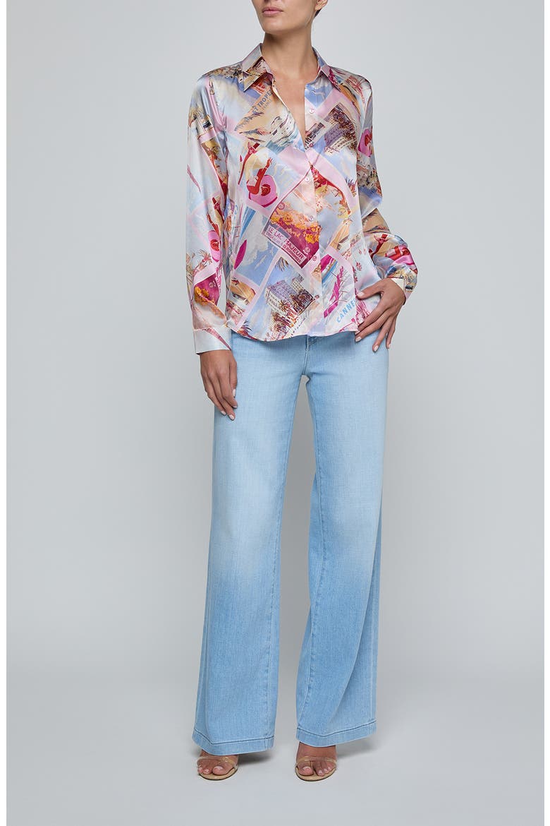 Tyler Print Silk Shirt, Alternate, color, MULTI PINK