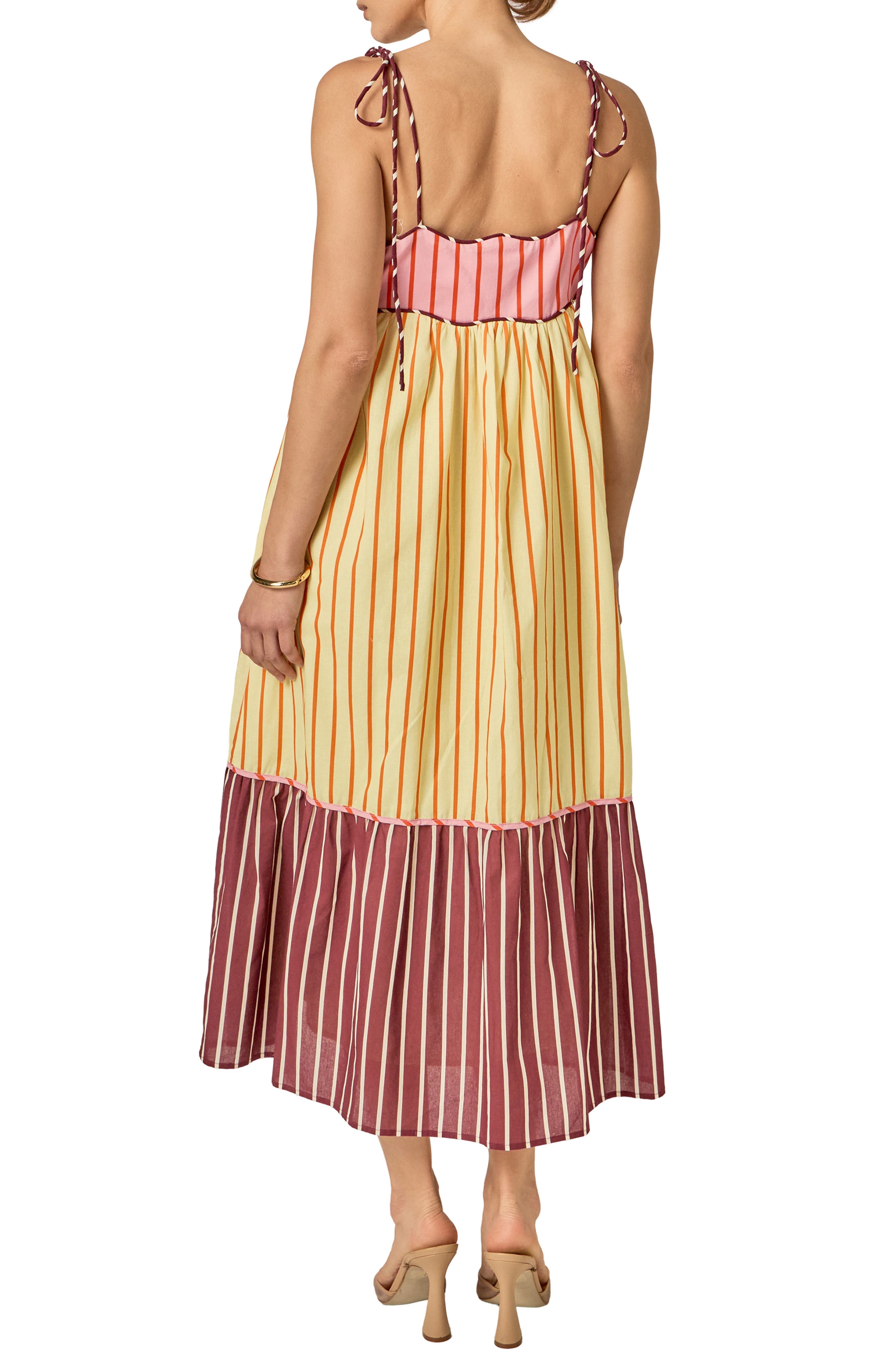 Colorblock Tie Strap Maxi Dress - image 2
