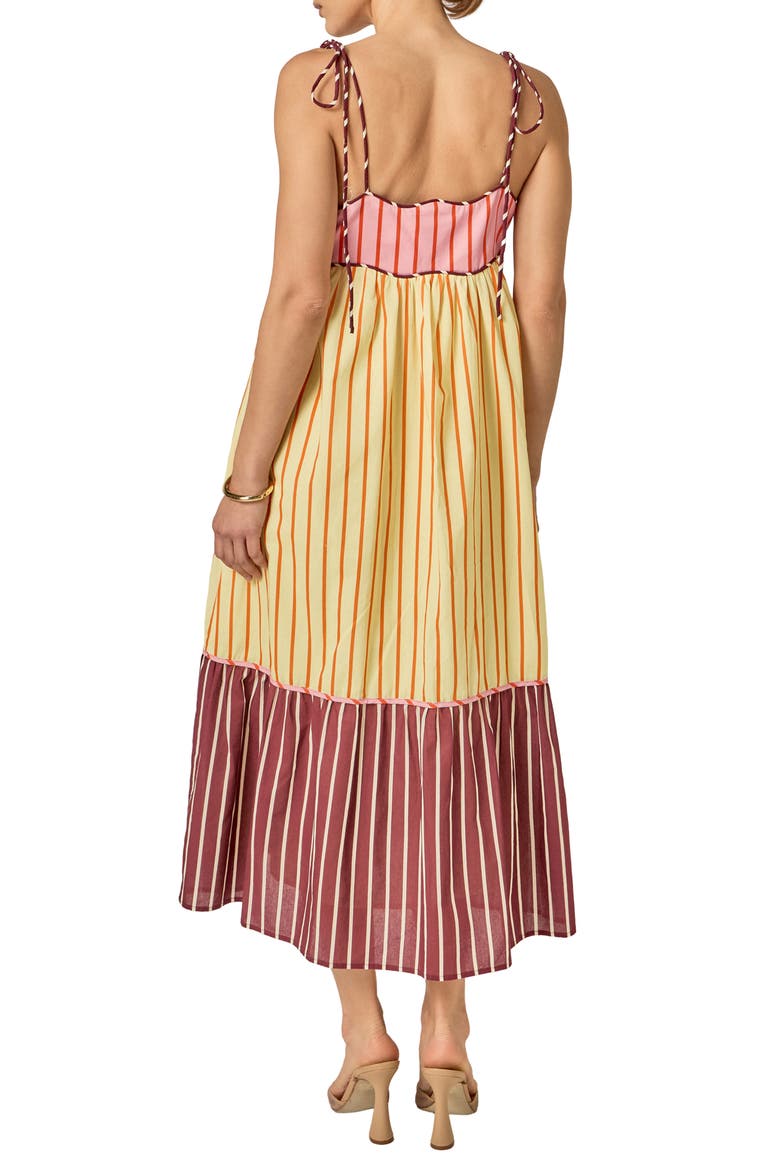 Colorblock Tie Strap Maxi Dress, Alternate, color, YELLOW MULTI